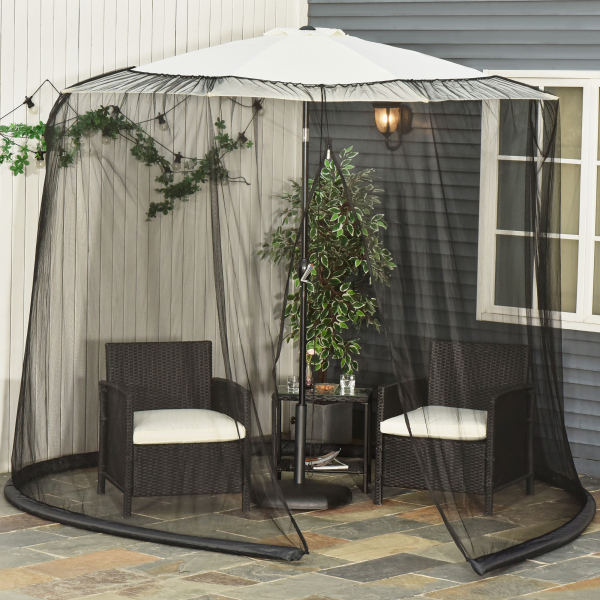 Outsunny Rede Mosquiteira para Chapéus de Sol de Jardim Ø3m Cobertura de Rede de Chapéu de Sol com Zíper e Tubo Enchido com Água para Terraço Balcão Exterior Preto - Image 2