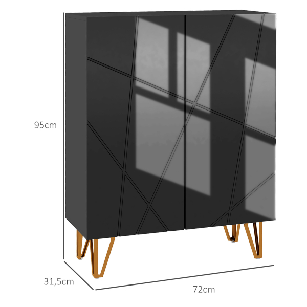 HOMCOM Móvel Sapateira de Entrada Armário Sapateira com Prateleiras Ajustáveis para 15-20 Pares de Sapatos 72x31,5x95 cm Preto - Image 3