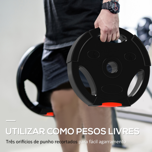 SPORTNOW Conjunto de Discos de Pesos de 4 Peças 2x5 kg e 2x2,5 kg com Orifícios de 2,5 cm para Treino Fitness Preto - Image 4