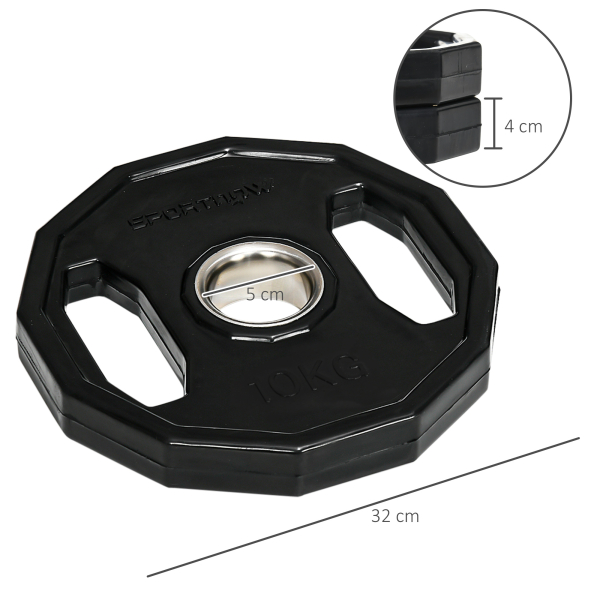 SPORTNOW Conjunto de 2 Discos de Pesos Olimpicos 10kg Ferro Fundido Placas de Peso com Orifício de 5cm Ø32x4 cm Preto - Image 3