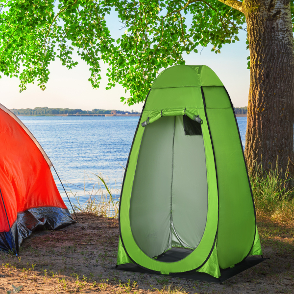 Outsunny Tenda de Duche Tenda de Privacidade Portátil com 1 Gancho Bolso Bolsa de Transporte e UV20+ 126x124x189 cm Verde - Image 2