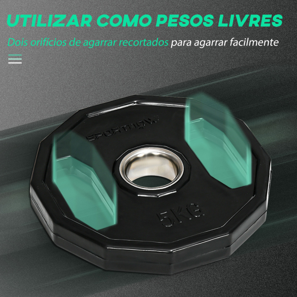 SPORTNOW Conjunto de 2 Discos de Pesos Olimpicos 5kg Ferro Fundido Placas de Peso com Orifício de 5cm Ø24x3,5 cm Preto - Image 4