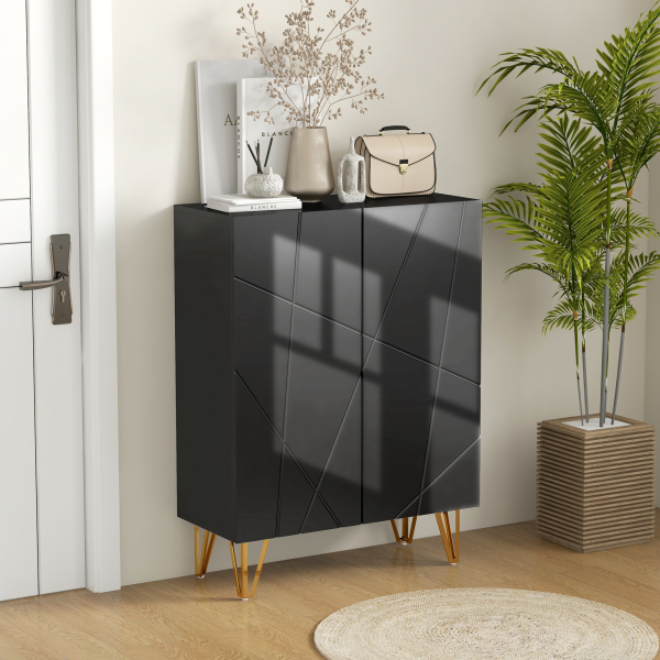 HOMCOM Móvel Sapateira de Entrada Armário Sapateira com Prateleiras Ajustáveis para 15-20 Pares de Sapatos 72x31,5x95 cm Preto - Image 2