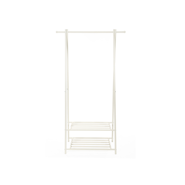 Cabideiro SONGMICS, cabideiro, cabideiro com prateleira de armazenamento de 2 níveis para sapatos e cestos, estrutura de metal, economiza espaço, ideal para quarto, entrada, escritório e muito mais, branco HSR05W