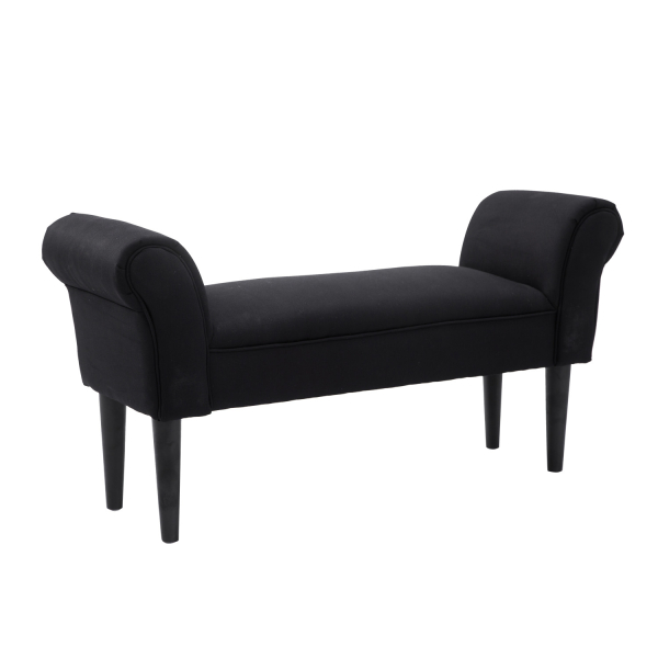 HOMCOM Banco de Pé de Cama Banco com Braços Curvados Estofado e Pés de Madeira Carga Máxima 130kg 102x31x51cm Preto