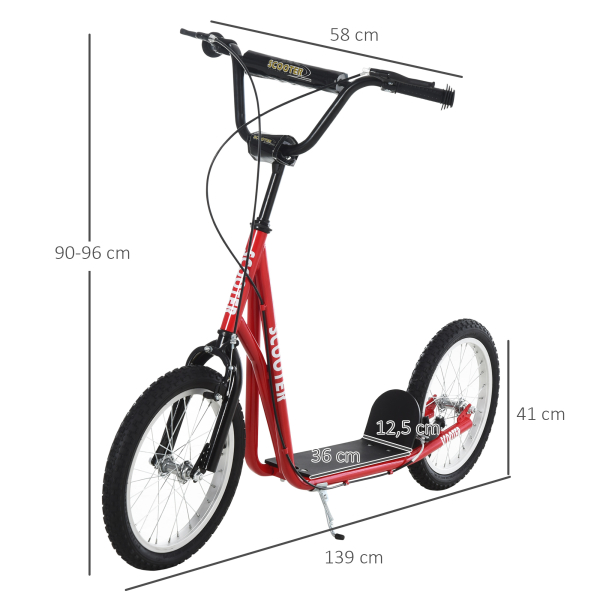 HOMCOM trotinete para crianças acima de 5 anos de altura ajustável com pneus Freio Vermelho - Image 3