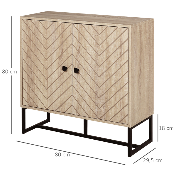 HOMCOM Aparador Sala de Estar com 2 Portas e Prateleiras Armário de Armazenamento Estilo Moderno 80x29,5x80 cm Madeira e Preto - Image 3