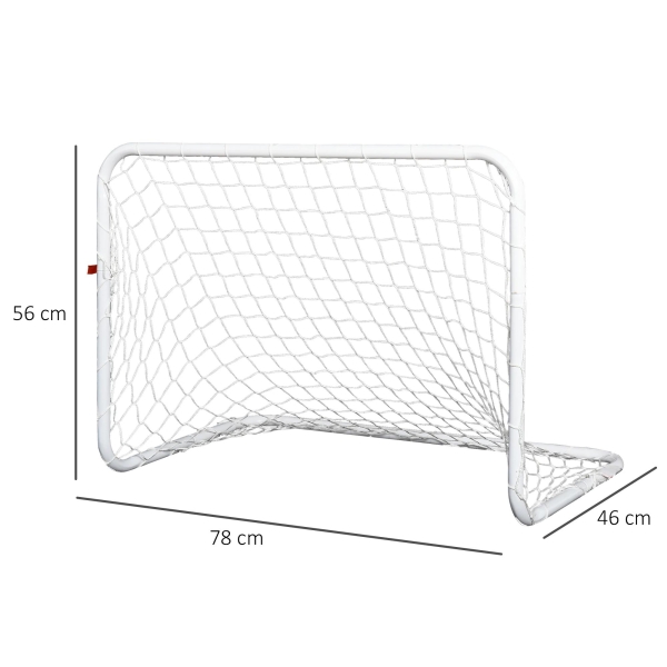 HOMCOM Conjunto de 2 balizas de futebol com rede e bola para crianças e adultos 78x46x 56cm Branco - Image 3