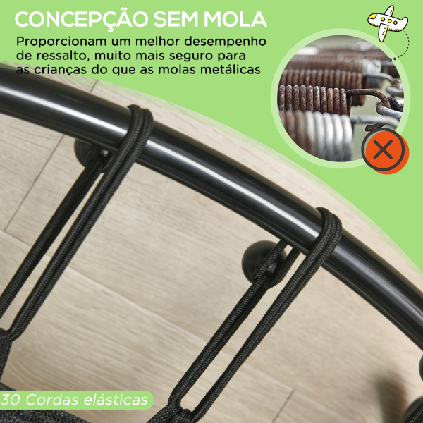 ZONEKIZ Trampolim Infantil Ø140x155 cm Trampolim para Crianças de 3-10 Anos com Cesta de Basquetebol e 20 Bolas de Plástico Verde - Image 4