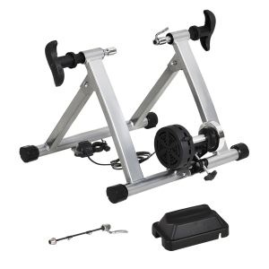 HOMCOM Rolo Bicicleta para treinamento de ciclismo Ajustável Treinador de Ciclismo  Cor Prateada  Estrutura de Aço - 54,5x42,2x39,1 cm