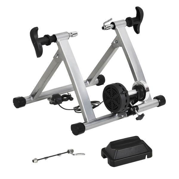HOMCOM Rolo Bicicleta para treinamento de ciclismo Ajustável Treinador de Ciclismo  Cor Prateada  Estrutura de Aço - 54,5x42,2x39,1 cm