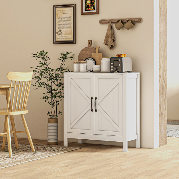 HOMCOM Aparador para Sala de Estar Moderno Móvel Sala de Estar com Prateleira Ajustável Aparador Cozinha 80x35x85 cm Branco - Image 2