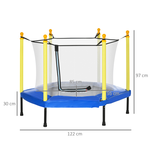 ZONEKIZ Trampolim para Crianças com Rede de Segurança 122x122x97 cm Azul - Image 3