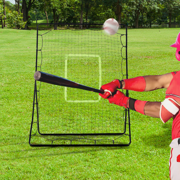 HOMCOM Rede de Beisebol Rede para Prática de Beisebol e Softbol com Estrutura Metálica e Ganchos 123x90x174 cm Preto - Image 2