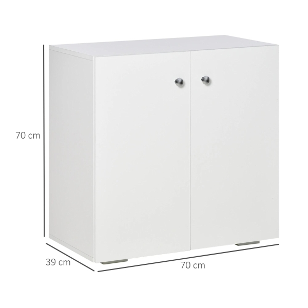 HOMCOM Aparador de Sala de Estar com 2 Portas Armário Auxiliar com 2 Prateleiras para de Livros Roupa Brinquedos Estilo Moderno 70x39x70cm Branco - Image 3