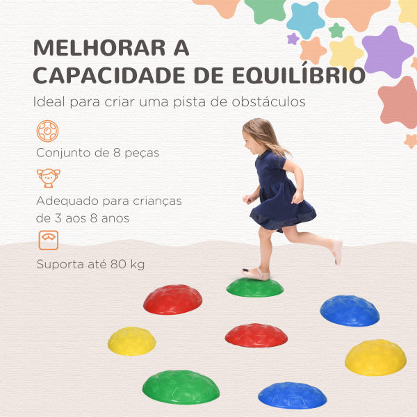 ZONEKIZ Conjunto de 8 Pedras de Equilíbrio Empilháveis com Base Antiderrapante para Equilíbrio e Promover a Coordenação Multicor - Image 4
