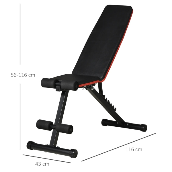 HOMCOM Banco de Peso com Altura Ajustável Banco de Pesos com Encosto Inclinável em 7 Posições para Treinamento em Casa academia 116x43x56-116cm Preto - Image 3