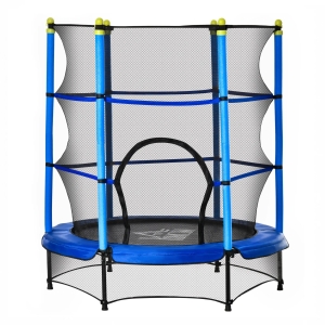 HOMCOM Trampolim para Crianças acima de 3 Anos Cama Elástica Infantil com Rede de Segurança e Estrutura de Aço para Interiores e Exteriores Carga 45kg 140x140x160cm Azul