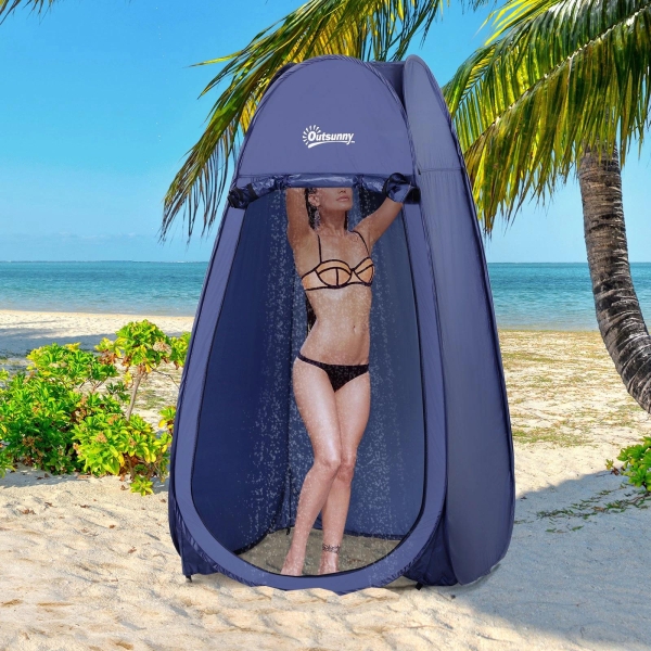 Outsunny Tenda de Duche para Campismo Dobrável Pop UP Tenda de Privacidade com proteção UV e Tecido Impermeável 100x100x185cm Azul Escuro - Image 4