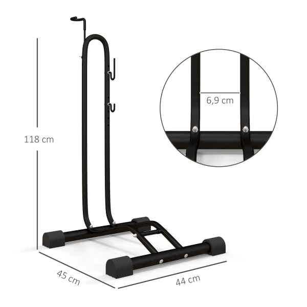 SPORTNOW Estacionamento de Bicicletas Vertical e Horizontal com Ganchos Ajustáveis para Bicicletas de 6 a 28 Polegadas e 700 C - Image 3