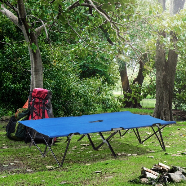 Outsunny Cama Dobrável de Campismo com 2 Lugares Cama Dupla Portátil com Bolsa de Transporte Carga 136 kg 193x125x40cm Azul - Image 2
