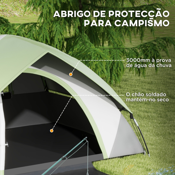 Outsunny Tenda de Campismo Dobrável para 2 Pessoas com Janela e Bolsa de Transporte Impermeável 3000 mm 210x110x150 cm Verde - Image 4