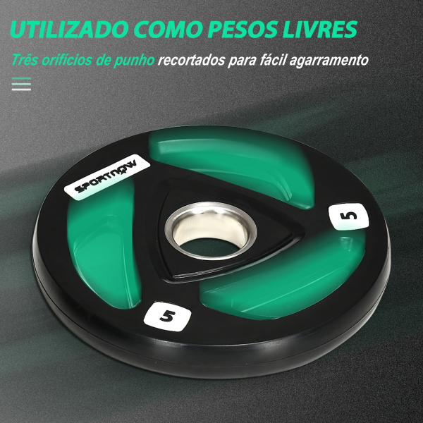 SPORTNOW Conjunto de 2 Discos de Pesos Olimpicos 5kg Ferro Fundido Placas de Peso com Orifício de 5cm Ø24x3,5 cm Preto - Image 4