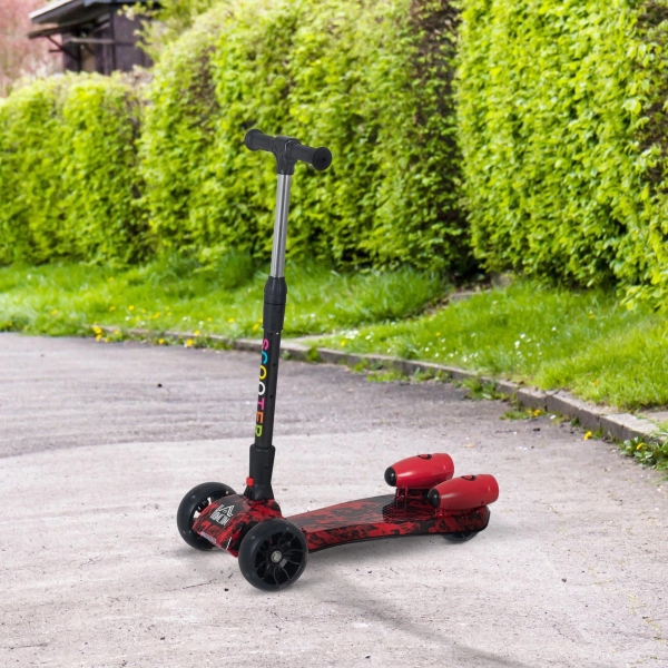 HOMCOM trotinete dobrável para crianças acima de 3 anos com altura ajustável em 4 níveis luzes musica e Nevoeiro de água 61x26x63-81 cm Vermelho - Image 2