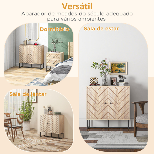 HOMCOM Aparador Sala de Estar com 2 Portas e Prateleiras Armário de Armazenamento Estilo Moderno 80x29,5x80 cm Madeira e Preto - Image 4
