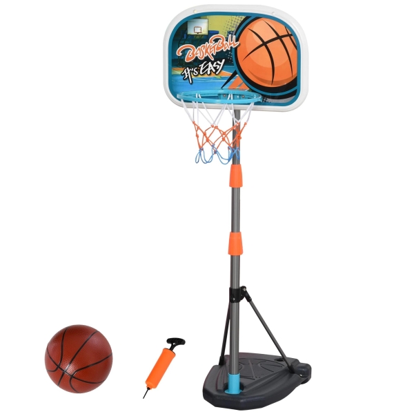 HOMCOM Tabela de basquetebol para crianças acima de 6 anos com suporte de altura ajustável e base recarregável incluídos 32x65x126-158 cm