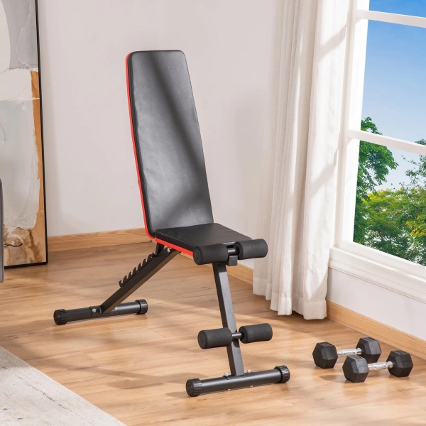 HOMCOM Banco de Peso com Altura Ajustável Banco de Pesos com Encosto Inclinável em 7 Posições para Treinamento em Casa academia 116x43x56-116cm Preto - Image 2