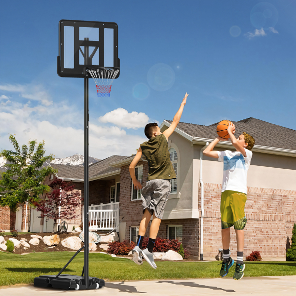 HOMCOM Cesta de Basquetebol com Altura Ajustável 220-365 cm Aro de Basquetebol com Suporte Rodas Base Recarregável Preto - Image 2