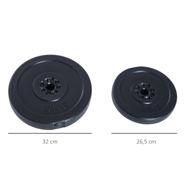 HOMCOM Conjunto de 4 discos de peso de 5 kg e 10 kg com orifício de Ø25 mm preto - Image 3