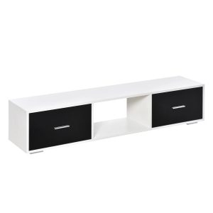 HOMCOM Móvel de TV para Televisores de até 60" Móvel de Sala de Estar Moderno com 2 Gavetas e Compartimento Aberto 140x30x32cm Branco e Preto
