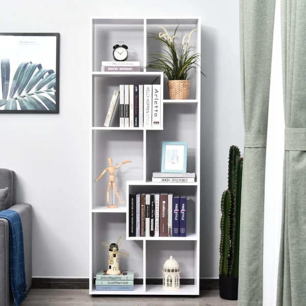 HOMCOM Estante Vertical Multifuncional com 8 Prateleiras Largas 70x24x178cm Branco - Image 2