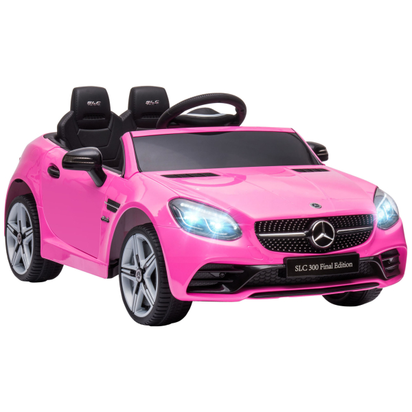 AIYAPLAY Carro Elétrico Mercedes SLC 300 12V para Crianças de 3-6 Anos com Controlo Remoto Faróis LED Buzina Música TF USB e Abertura da Porta 3-5km/h 107x62,5x44cm Rosa