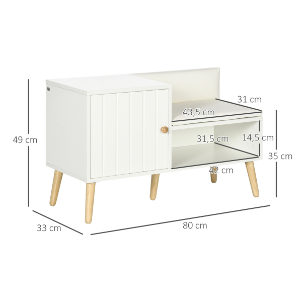 HOMCOM Banco Sapateira com Compartimento Aberto e Almofada Acolchoada para 4 Pares de Sapatos 80x33x49cm Branco - Image 3