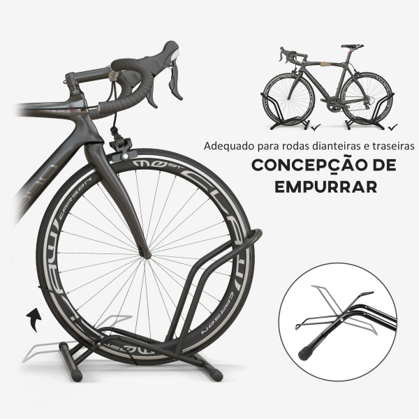 SPORTNOW Estacionamento para Bicicletas Suporte para Bicicletas de Aço para Interior e Exterior 59x41x38 cm Preto - Image 4