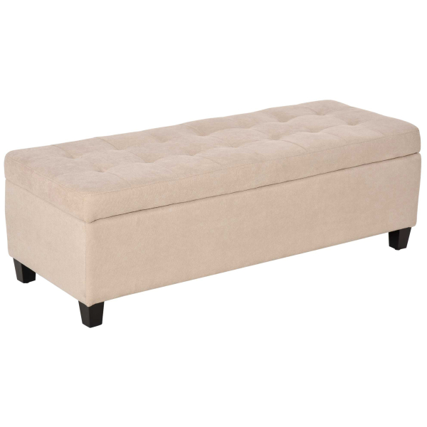 HOMCOM Banco de Armazenamento Acolchoado Banco Estofado em Linho Tampa com Abertura  125x49x41,5 cm Bege - Image 9