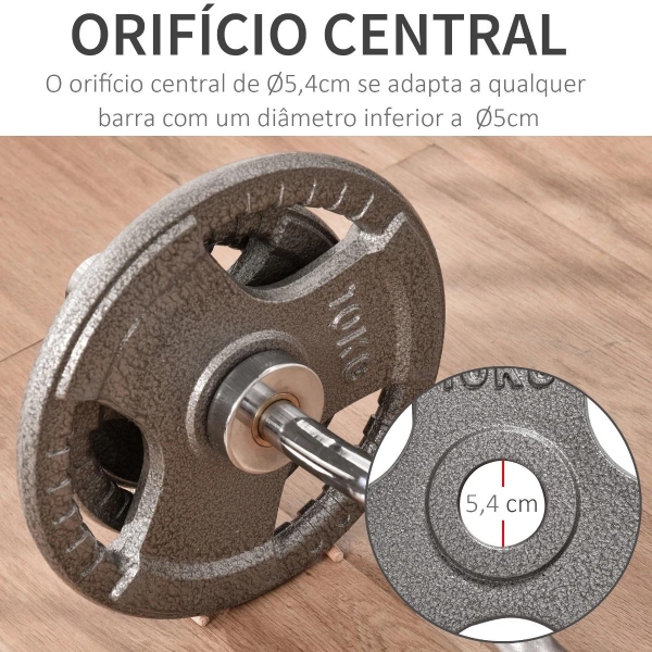 HOMCOM Conjunto de 6 Discos de Peso 35kg Discos Olimpicos com Orifício Central de Ø5,4cm para Treinamento em Casa Academia Prata - Image 4