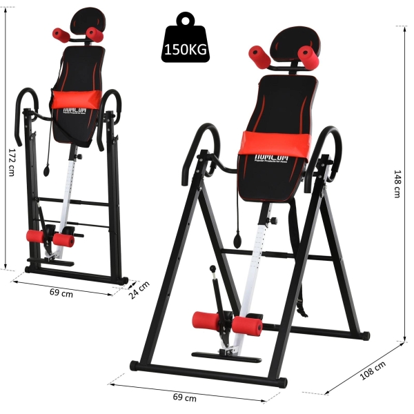 HOMCOM Mesa de Inversão Dobrável com Cintura Acolchoada e Cinto de Segurança Carga Máxima 150 kg - Image 3