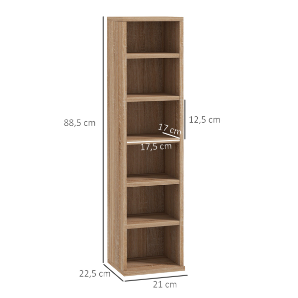 HOMCOM Estante para CD ou DVD com 12 Compartimentos para 204 CDs e Prateleira Ajustável 2 Unidades 21x22,5x88,5 cm Madeira - Image 3