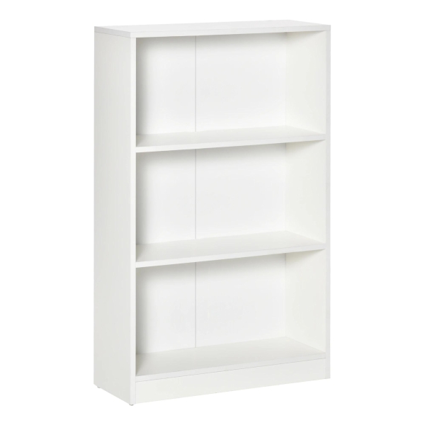 HOMCOM Estante para Livros com 3 Compartimentos de Armazenamento Livros Plantas para Sala de Estar Estúdio Dormitório 62,2x24x102,4cm Branco