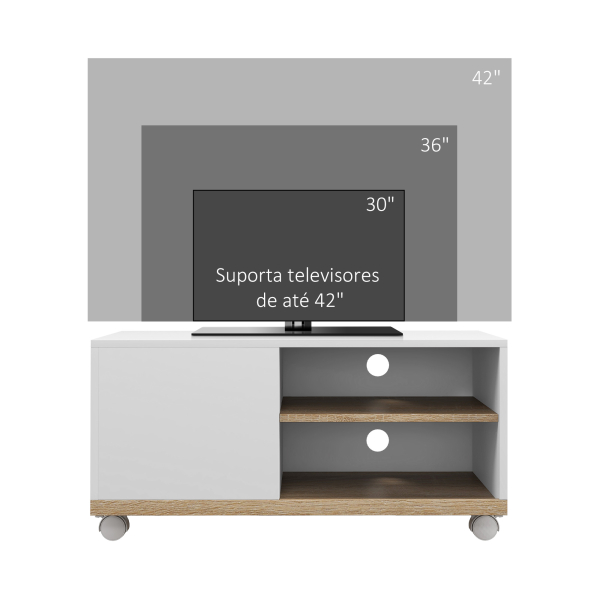 HOMCOM Móvel de TV Mesa de Sala de Estar Moderna de TV de 42 Polegadas com 4 Rodas 80x45x39,5 cm Branco - Image 4