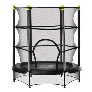 HOMCOM Trampolim para Crianças acima de 3 Anos Cama Elástica Infantil com Rede de Segurança e Estrutura de Aço para Interiores e Exteriores Carga 45kg 140x140x160cm Preto