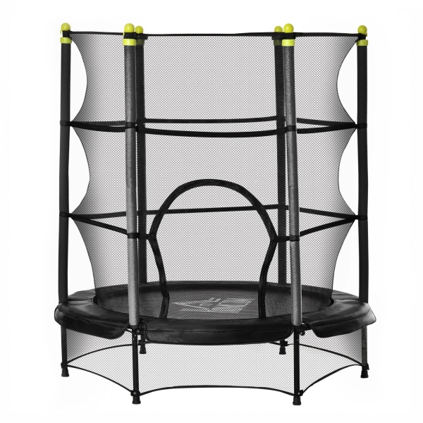 HOMCOM Trampolim para Crianças acima de 3 Anos Cama Elástica Infantil com Rede de Segurança e Estrutura de Aço para Interiores e Exteriores Carga 45kg 140x140x160cm Preto