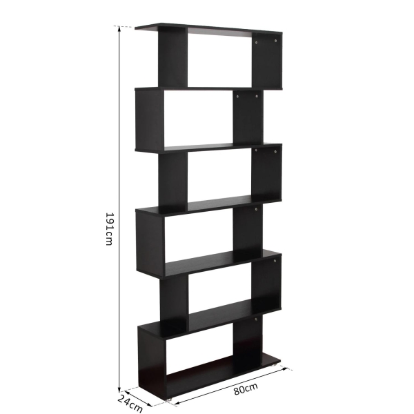 HOMCOM Estante com 6 Prateleiras para Livros em Formato S 80x24x191 cm preto - Image 3