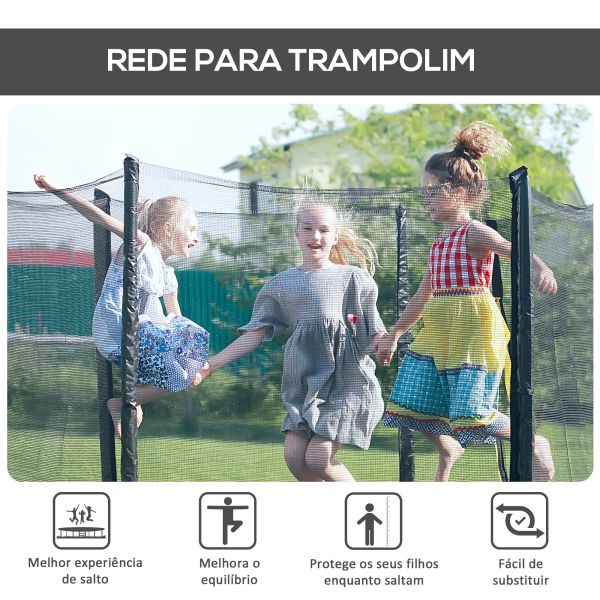 HOMCOM Rede de Segurança para Trampolim Rede de Substituição para Trampolins Ø244x180 cm Preto - Image 4