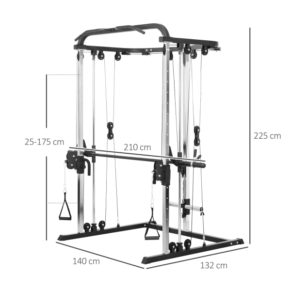 SPORTNOW Máquina Multi Estação de Musculação Máquina de Musculação com Suporte para Agachamentos e Barra para Pesos 210x132x225 cm Preto - Image 3