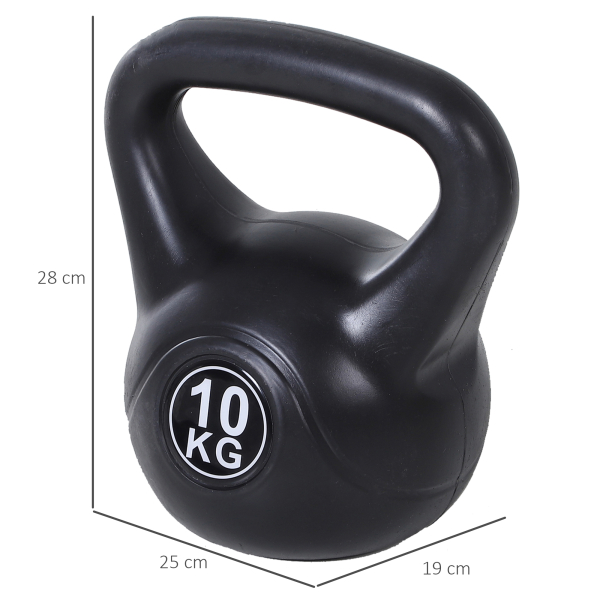 HOMCOM Peso Russo de 10 kg Kettlebell Preenchido de Areia com Punho Largo e Antiderrapante para Trenos em Casa e Ginásio 25x19x28 cm Preto - Image 3
